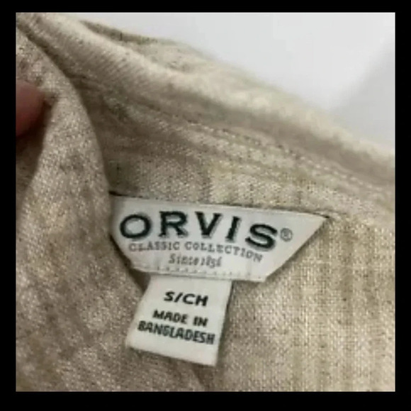 Orvis Womens Small Beige Linen Blend Beige Striped Button Up Long Sleeve Shirt - Picture 5 of 7